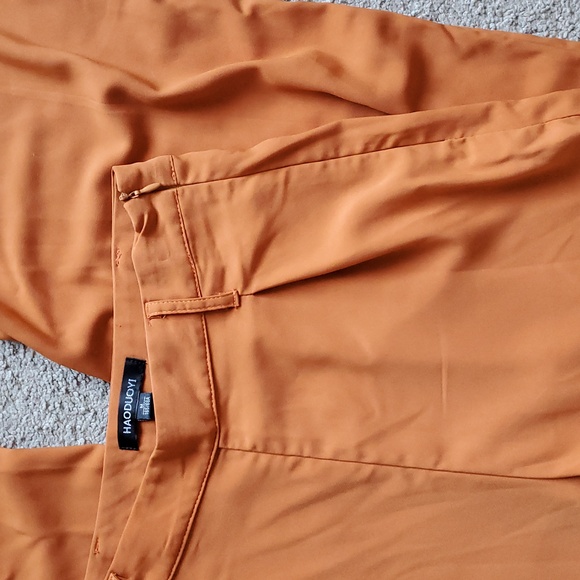 Women's Haoduoyi Orange Wide Leg High Waist Pants Trousers Size M - Picture 8 of 11